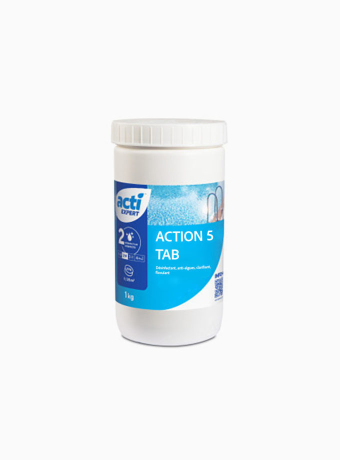 Pot de chlore en galets action 5+ 1kg Acti