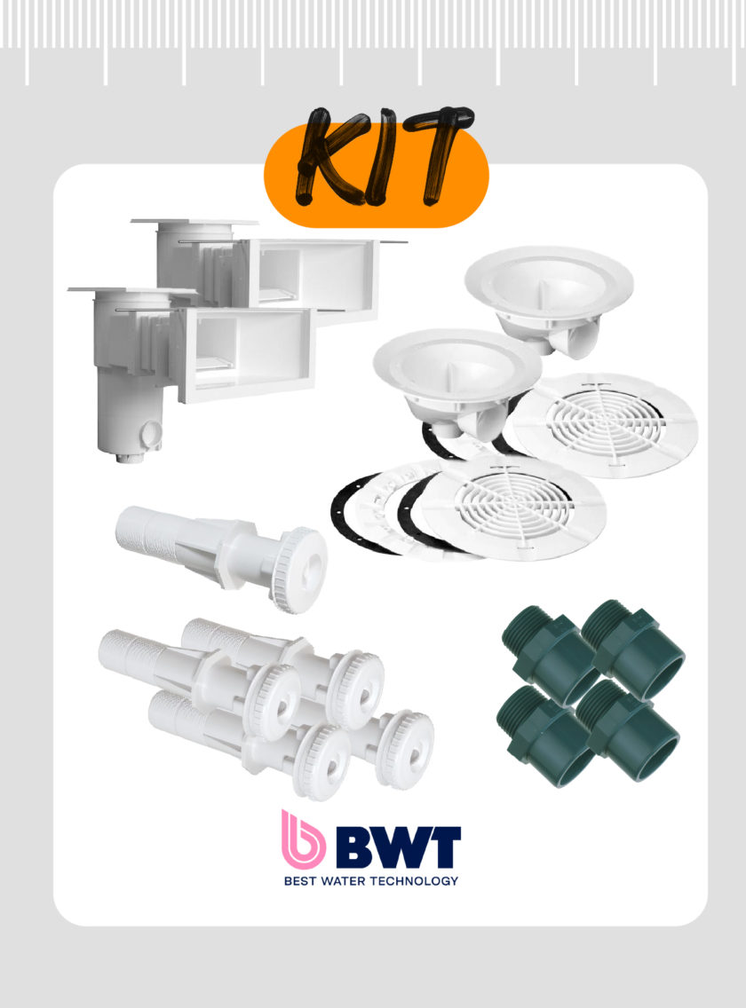 Kit de pièces à sceller BWT pour piscine béton de 10,00×4,00m à 12,00×4,00m
